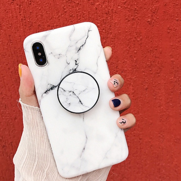 iPhone XR ❤️white marble phone case with holder - Picture 2 of 7